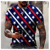 Men's T Shirts Men's Fashion USA Flag Stripes 3D Print Men's T-shirts Oversized Male T-Shirt Summer Short Sleeve Breathable Men