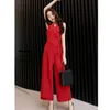 Gym Kleidung Marke Qualität Ärmellose Overalls Weibliche Sommer Frauen Mode Chiffon Body Strampler Dame Hohe Taille Flares Spitze Up