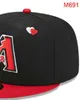 2023 Męski baseball Arizona dopasowany czapki NY La Sox A list gorras dla mężczyzn dla kobiet moda Hip Hop Bone Hat Summer Sun Sports Skus Casquette Snapback A0