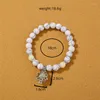 Strand Fashion Blanc Imitation Turquoise 8mm Bracelets Yoga Bracelet Lumineux Lotus Charme Perle Pour Hommes Femmes Bouddhisme Bijoux