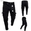 Jeans da uomo jeans skinny firmati da uomo Black Man Denim Jean Biker Destroyed sfilacciato Slim Fit Pocket Cargo Pencil Pants Plus Size S-3XL Fashion L230520