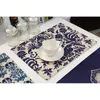 Tovagliette da tavola blu mandala persiano tovagliette da cucina per caffè accessori per bevande in lino cotone occidentale 42x32 cm