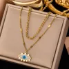 Bohemian Style White Shell Evil Eye Naszyjnik Luksusowy 18 -karatowy złoty biżuteria ze stali nierdzewnej dla kobiet Prezent
