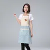 New Women Kitchen Aprons Wipeable Waterproof Oil-proof Cartoon Bear Cotton and Linen Smock Household Cleaning for Kitchen