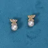 Stud Earrings Natural Freshwater Pearl Little Butterfly For Jewelry Making DIY Women Party Banquet Gift