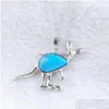 Pendant Necklaces Natural Stone Animal Kangaroo Necklace Water Drop Beads Rose Quartz Opal Fashion Jewelry For Women Girls Chain 45C Dhfh8