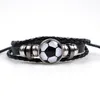 Charme Armbänder Retro Fußball Perlen Leder Handgemachte Multilayer Für Männer Kreative Persönlichkeit Wachs-draht Gewebt Armband Großhandel