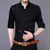 Camisas casuais masculinas Creative Pena 3D Moda impressa Manga Longa Men camise