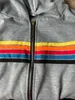 Dames tweedelige broekontwerper Hoodie Oversized Rainbow Stripe Lange mouw Sweatshirt Zipper Pocket Coat Hoodies Spring Casual verbeterde materiaal Good Quanlity