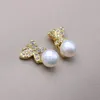 Stud Earrings Natural Freshwater Pearl Little Butterfly For Jewelry Making DIY Women Party Banquet Gift