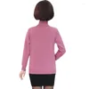 Frauenpullover 2023 Winter Frauen Pullover Pullover verdicken Fleece warme Mutter mittleren Alters Kleidung Rollkragen Bottoming Shirt 916