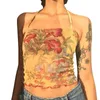 Tanques femininos 2023 y2k malha pura floral doce e-shirt e-girl 90s halter tops women women mangas slim fit safrap top harajuku streetwear