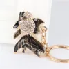 Keychains Lovely Black Goldfish Cute Crystal Charm Purse Handbag Car Key Keyring Keychain Party Wedding Birthday Gift
