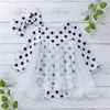 Girl Dresses Summer Dress Climbing Skirt Polka Dot Print Crew Neck Long Sleeve Bow Head Cover Casual Going Out For 0 To 24 Months
