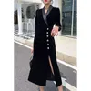 Vestidos casuais outono inverno slit slit elegante pleuche office whomies fadies chique shinestone button festa para mulheres vestido de manga longa slim