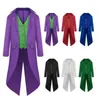 Men's Trench Coats HEIGHT 135-155CM Black Red Purple Green Mens Steampunk Gothic Jacket Victorian Tailcoat Vintage Halloween Costume Tuxedo