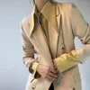 レディースブラウス黄色の先の尖った襟女性のボタンシャツ春と秋の高品質サテントップデザイナーレトロオフィス韓国ファッション