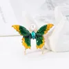 Broches Joyería Perla artificial Broche de mariposa Pin de vestido de mujer verde con dibujos animados