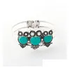 Bracelet Bohème Rétro Style Turquoise Imitation Thai Sier Hibou Bracelet En Gros Fb269 Mix Ordre 20 Pièces Beaucoup Charme Bracelets Dro Dh1Mb