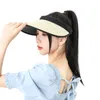 Breite Krempe Hüte 1 stück Leere Top Stroh Hut Faltbare Roll Up Cap Frauen Reise Sonnenschirm Sonne Trendy Strand Kreuzfahrt tragen Visier