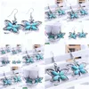 Charme Femmes Petit Papillon Tibétain Sier Turquoise Boucles D'oreilles Gstqe088 Cadeau De Mode Style National Femmes Diy Boucle D'oreille Drop Delivery Juif Dhuwc