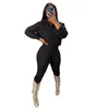 Women's Two Piece Pants Botvotee 2 Set Outfits For Women Streetwear Knit Ribbed Hooded Sweater And Suit Autumn Winter 2023 INS Tracksuit