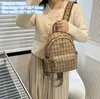 wholesale ladies shoulder bag 2 sizes small fresh plaid fashion handbag thick leather leisure travel backpack street rivet backpacks contrast handbags 9255#