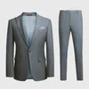 Męskie garnitury Zestaw Blazer Pant Grey Stripe Slim Fit 2023 Wedding Groom Wear Emproum Codzienne ubranie Plus 58 6xl