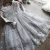 Meisjesjurken meisje kleine prinses kanten tanktop lange mouw jurk zomers kleding voor kinderen bruiloft feestvestido baby menina 3 5 7 8 y g220523