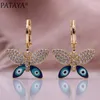 Серьги ожерелья устанавливают бабочку бабочки, набор шампанского золотого цвета натуральный циркон прекрасные женщины модные украшения