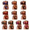 Damenbadebekleidung 2023 Frauen V-Ausschnitt Bikinis Spaghettiträger Sexy Hohl Kleine Brust Beachwear Drop