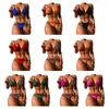 Women's Swimwear 2023 Women V Neck Bikinis Spaghetti Straps Sexy Hollow Small Chest Beachwear Drop