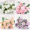 Decorative Flowers 10head Rose Pink Silk Bouquet Peony Artificial Flower Wedding Home Decoration Bride To Be Fake Garden Decor