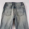 Designerkläder Amires Jeans Jeansbyxor Amies Light Cow Water Washed Utsliten Röd Patch Slim Fit Small Feet Jeans Herr High Street Net Röd Ins Distressed Ripped Skin