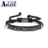 Armband ailatu ny lyx mode mens smycken micro pave svart cz pyramid dubbel långa rörklocka skydd makrame armband rep