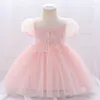 Flickaklänningar 2023 Baby Doping Gown Birthday Dress Kid's Boutique Lace Floral frock Summer Clothes Party Tulle Vestidos