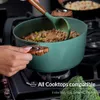 Phantom Chef 4 4QT Casserole with Lid - Non Stick - Wood Handle and Aluminum Body - Green