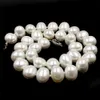 Sautoirs 15x12mm Blanc Immitation Perle Mer Du Sud Coquillage Oeuf Forme Perles Noeud GP Fermoir Mode Indien Bijoux Collier 18 "230524