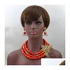 Earrings Necklace Set Big Coral Beaded Bold Statement Diy Lady Fashion African High Quality Cnr593 Drop Delivery Jewelry Se Dhgarden Dhjku