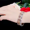 Armbanden CWWZircon Micro Pave Zirconia Rose Goud en Zilver Kleur Liefde Snake Leopard Open Manchet Bangle Armband voor Vrouwen Gift BG032