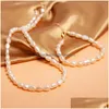 Boucles D'oreilles Collier Ensemble À La Main Baroque Perle Bracelet Bijoux Perles D'eau Douce Femmes 15 Couleurs Fp069 Drop Delivery Sets Dhgarden Dhfp8