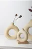 Vazolar Nordic Vazo Dairesel İçi Boş Seramik Donuts Fol Saksı Ev Oturma Odası Dekorasyon Süslemesi İç Ofis Masaüstü Dekor Hediye