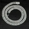 Produit Bijoux fins Collier 10mm 12mm Hip Hop Iced Out 2 rangées de diamants Moissanite Chaînes à maillons cubains