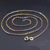 Chaînes véritable chaîne en or multi-tons 18K pour femmes femme 2mmW Rolo collier 18''L cadeau bijoux Au750 avec fermoir à ressort
