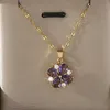 Collane Creative Rotating Purple Zirconia Flower Pendant Chain Collana di fidanzamento Gioielli in rame da donna Regalo per feste G220524