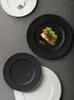 Plates European Style Black Ceramic Dinner Plate Western Steak Round Cooking Dishes El Restaurant Tableware Set