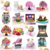 Biglietti d'auguri Farfalla viola Compleanno Biglietto pop-up Fiore Regalo 3D Per donne Moglie Ragazza Figlia Festa della mamma Pensando Dhmfq