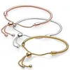 Brazalete NUEVO 100% Pulsera de plata esterlina 925 2018 Nuevo oro rosa 18 Brillo dorado Instantáneo Brillo Momentos Pulsera deslizante