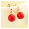 Pendientes de botón Joyería de moda coreana Encantador ambiente elegante Perla roja Clip de oreja corta Entrega de gota femenina Dhgarden Dhzle