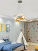 Hängslampor moderna led barn rum barn ljuskrona sovrum studie lampa nordisk borste tri-färg lätt heminredning